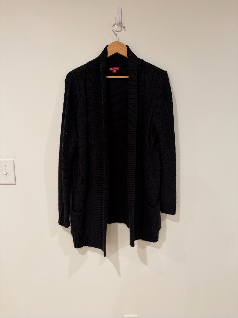 Merona Black Shawl-Collar Open Cardigan